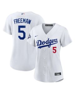 Women's Los Angeles Dodgers #5 Freddie Freeman White Home 2025 World Series Champions Limited Jersey (White)