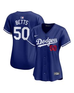 Women's Los Angeles Dodgers #50 Mookie Betts Royal Cool Base Jersey (Royal)