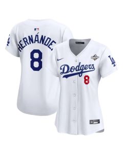 Women's Los Angeles Dodgers #8 Enrique Hernandez White 2025 World Series Home Limited Jersey (White)