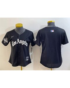 Women's Los Angeles Dodgers Black 2025 World Series Champions LA Gothic Edition Limited Stitched Baseball Jersey (Black)