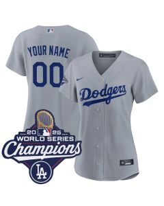 Women's Los Angeles Dodgers Custom Gray 2025 World Series Champions Home Replica Jersey (Gray)