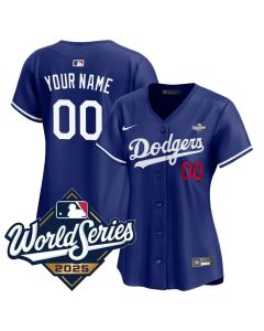 Women's Los Angeles Dodgers Custom Royal 2025 World Series Home Limited Jersey (Royal)