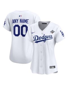Women's Los Angeles Dodgers Custom White 2025 World Series Home Replica Player Jersey (White)
