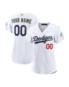 Women's Los Angeles Dodgers White 2026 Gold Collection Authentic Custom Jersey (White Gold)