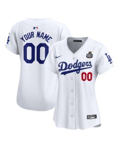 Women's Los Angeles Dodgers White 2024 World Series Home Custom Limited Jersey (2024)
