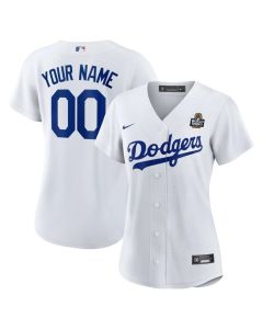 Women's Los Angeles Dodgers White 2024 World Series Home Home Custom Replica Jersey (2024)