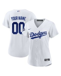 Women's Los Angeles Dodgers White 2025 World Series Champions Home Custom Replica Player Jersey (White)