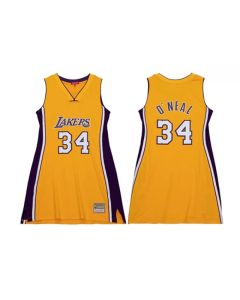 Women's Los Angeles Lakers #34 Shaquille O'Neal 1999 Gold Stitched Basketball Jersey(Run Small)