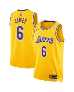 Women's Los Angeles Lakers #6 LeBron James Gold Icon Edition Swingman Jersey (Gold)
