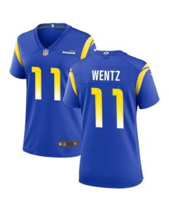 Women's Los Angeles Rams #11 Carson Wentz Blue Stitched Jersey(Run Small)