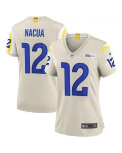 Women's Los Angeles Rams #12 Puka Nacua Bone Vapor F.U.S.E. Limited Player Jersey (Style 2)