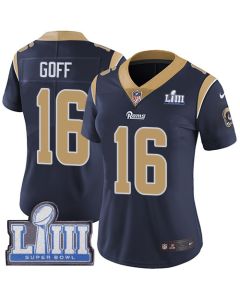 Women's Los Angeles Rams #16 Jared Goff Navy Blue Super Bowl LIII Vapor Untouchable Limited Stitched NFL Jersey ( run small )