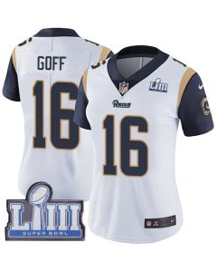Women's Los Angeles Rams #16 Jared Goff White Super Bowl LIII Vapor Untouchable Limited Stitched NFL Jersey ( run small )