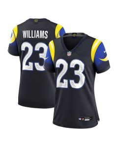 Women's Los Angeles Rams #23 Kyren Williams Black Rivalries Collection Game Jersey