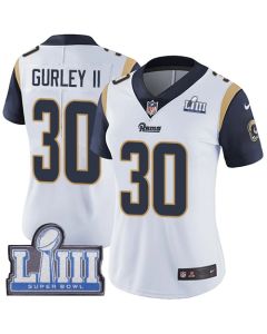 Women's Los Angeles Rams #30 Todd Gurley II White Super Bowl LIII Vapor Untouchable Limited Stitched NFL Jersey ( run small )