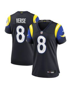 Women's Los Angeles Rams #8 Jared Verse Black Rivalries Collection Game Jersey (Black)