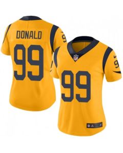 Women's Los Angeles Rams #99 Aaron Donald Gold Vapor Untouchable Limited Stitched NFL Jersey (Run Small)
