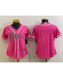 Women's Los Angeles Rams Blank Pink With Patch Cool Base Stitched Baseball Jersey(Run Small)