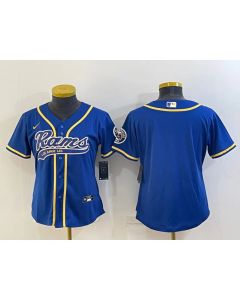 Women's Los Angeles Rams Blank Royal With Patch Cool Base Stitched Baseball Jersey(Run Small)