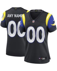 Women's Los Angeles Rams Custom Black Rivalries Collection Game Jersey (Black)