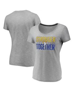 Women's Los Angeles Rams Gray Stronger Together Space Dye V-Neck T-Shirt(Run Small)