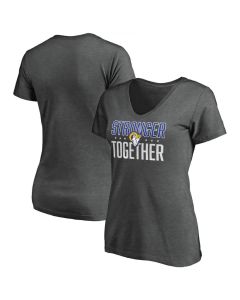 Women's Los Angeles Rams Heather Stronger Together Space Dye V-Neck T-Shirt(Run Small)