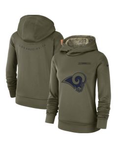 Women's Los Angeles Rams Olive Salute to Service Team Logo Performance Pullover NFL Hoodie