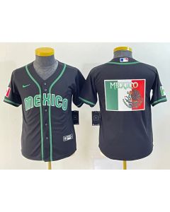 Women's Mexico Baseball 2023 Black Big Logo World Baseball Classic Stitched Jersey(Run Small) (Black)