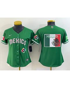 Women's Mexico Baseball 2023 Green Big Logo World Baseball Classic Stitched Jersey(Run Small) (2023)