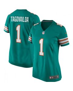 Women's Miami Dolphins #1 Tua Tagovailoa Aqua Stitched Jersey(Run Small)