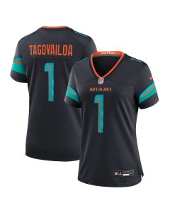 Women's Miami Dolphins #1 Tua Tagovailoa Black Rivalries Collection Game Jersey