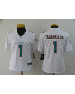 Women's Miami Dolphins #1 Tua Tagovailoa White Vapor Untouchable Stitched Jersey(Run Small)