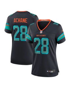 Women's Miami Dolphins #28 De'Von Achane Black Rivalries Collection Game Jersey (Black)