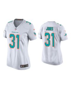 Women's Miami Dolphins #31 Byron Jones White Stitched Jersey(Run Small)