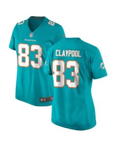 Women's Miami Dolphins #83 Chase Claypool Aqua Stitched Jersey(Run Small)