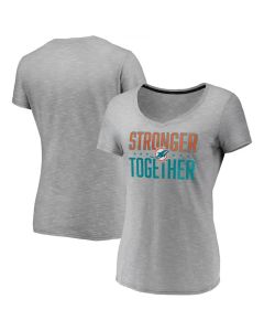 Women's Miami Dolphins Gray Stronger Together Space Dye V-Neck T-Shirt(Run Small)