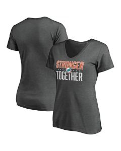 Women's Miami Dolphins Heather Stronger Together Space Dye V-Neck T-Shirt(Run Small)