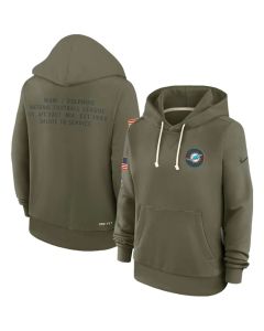 Women's Miami Dolphins Olive 2025 Salute to Service Sideline Standard Issue Dri-FIT Hoodie(Run Small) (Olive)