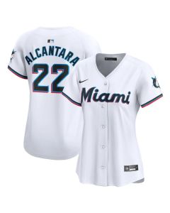 Women's Miami Marlins #22 Sandy Alcantara White Home Limited Player Jersey (White)