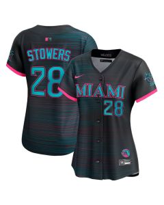 Women's Miami Marlins #28 Kyle Stowers Black 2025 City Connect Limited Jersey