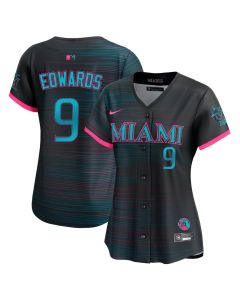 Women's Miami Marlins #9 Xavier Edwards Black 2025 City Connect Limited Jersey (Black)