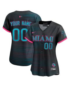 Women's Miami Marlins Custom Black 2025 City Connect Limited Jersey (Black)