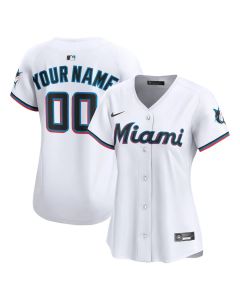 Women's Miami Marlins Nike White Home Limited Custom Jersey (White)