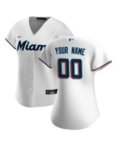 Women's Miami Marlins Nike White Home Replica Custom Jersey (White)