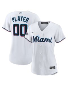 Women's Miami Marlins White 2025 MLB All-Star Game Home Custom Replica Jersey (White)