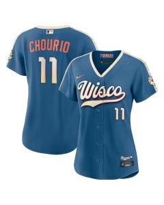 Women's Milwaukee Brewers #11 Jackson Chourio Nike Mineral Blue 2026 City Connect Stadium Jersey (Blue)