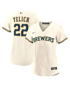 Women's Milwaukee Brewers #22 Christian Yelich Cream Home Replica Player Jersey (Cream)