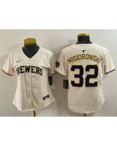 Women's Milwaukee Brewers #32 Jacob Misiorowski Cream Limited Stitched Baseball Jersey