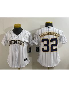 Women's Milwaukee Brewers #32 Jacob Misiorowski White Cool Base Stitched Jersey (White)