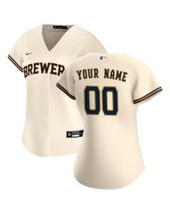 Women's Milwaukee Brewers Nike Cream Home Replica Custom Jersey (Cream)